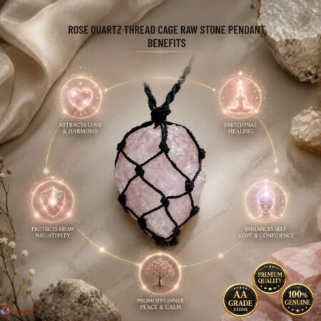 Rose Quartz Thread Cage Raw Stone Pendant