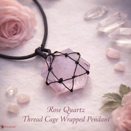Rose Quartz Thread Cage Wrapped Pendant