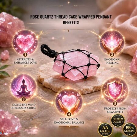 Rose Quartz Thread Cage Wrapped Pendant