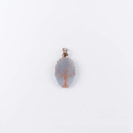 Selenite Oval Shaped Tree Of Life Pendant