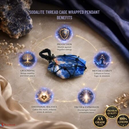 Sodalite Thread Cage Wrapped Pendant