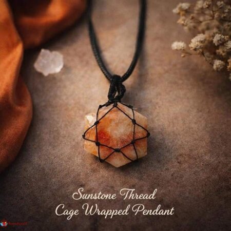 Sunstone Thread Cage Wrapped Pendant