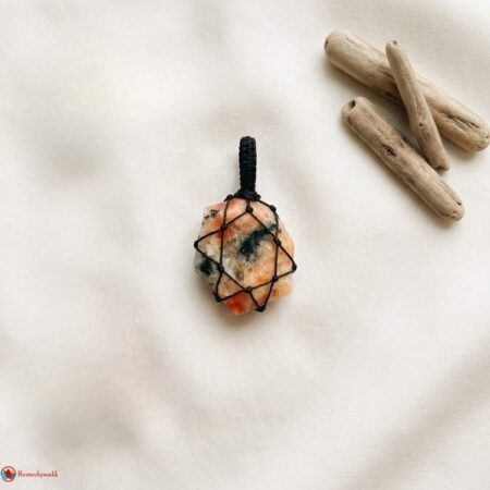 Sunstone Thread Cage Wrapped Pendant