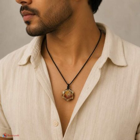 Sunstone Thread Cage Wrapped Pendant