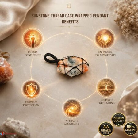 Sunstone Thread Cage Wrapped Pendant