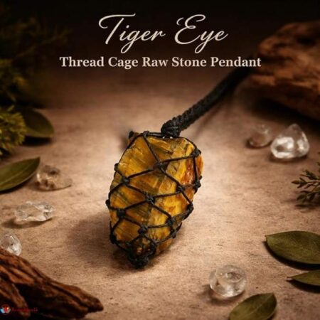Tiger Eye Thread Cage Raw Stone Pendant
