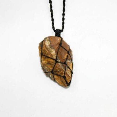 Tiger Eye Thread Cage Raw Stone Pendant