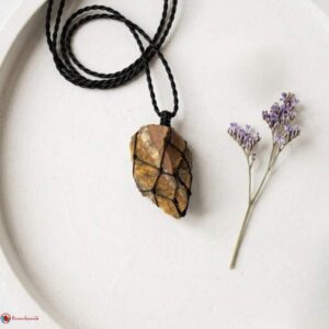 Tiger Eye Thread Cage Raw Stone Pendant