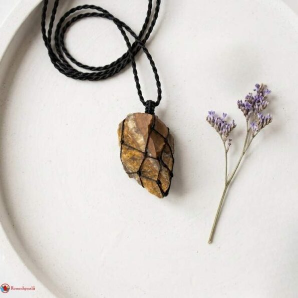 Tiger Eye Thread Cage Raw Stone Pendant