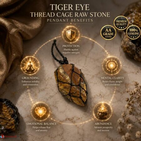 Tiger Eye Thread Cage Raw Stone Pendant