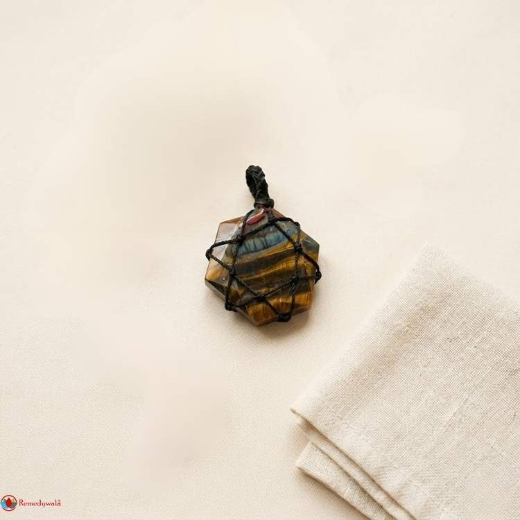 Tiger Eye Thread Cage Wrapped Pendant