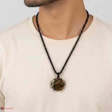 Tiger Eye Thread Cage Wrapped Pendant