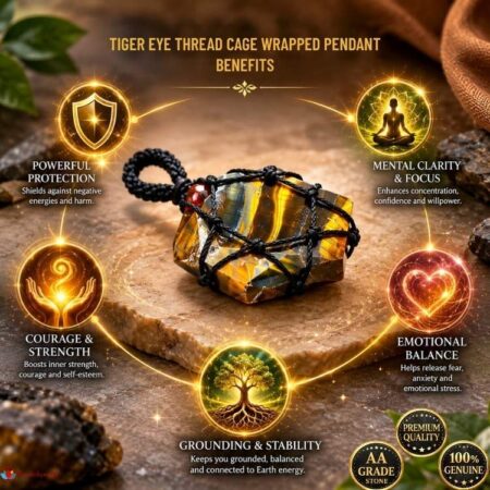 Tiger Eye Thread Cage Wrapped Pendant