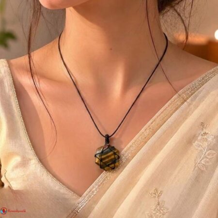 Tiger Eye Thread Cage Wrapped Pendant
