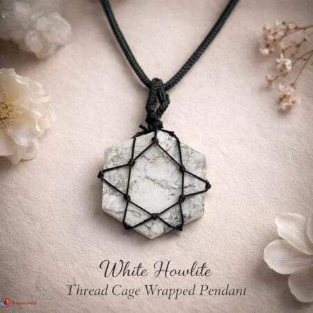 White Howlite Thread Cage Wrapped Pendant