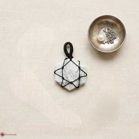 White Howlite Thread Cage Wrapped Pendant
