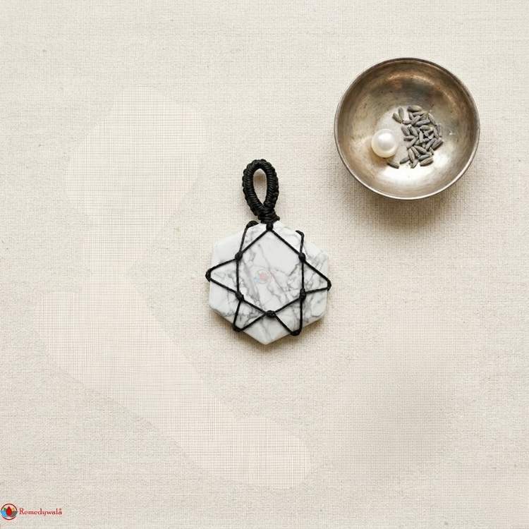 White Howlite Thread Cage Wrapped Pendant