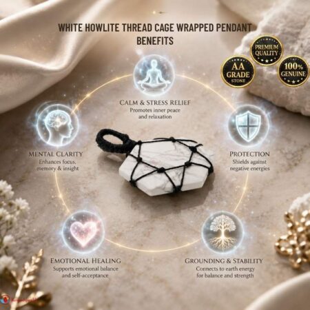 White Howlite Thread Cage Wrapped Pendant