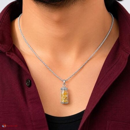 Yellow Calcite Chip Stone Bottle Pendant