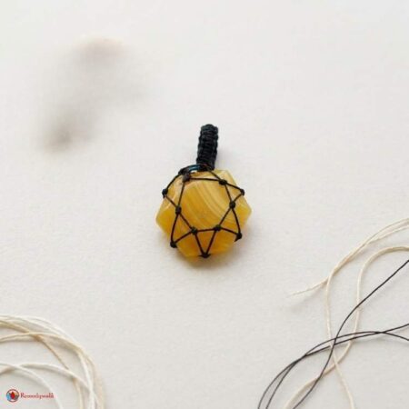 Yellow Calcite Thread Cage Wrapped Pendant