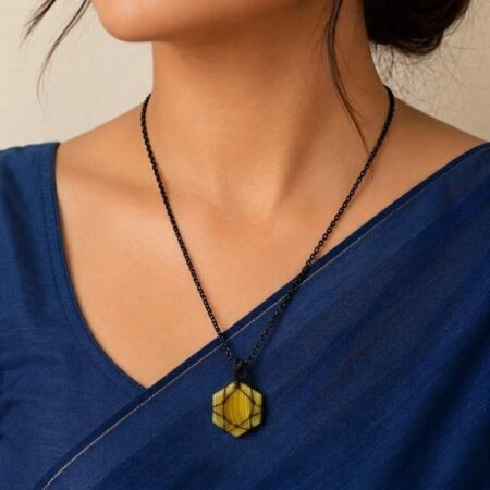 Yellow Calcite Thread Cage Wrapped Pendant