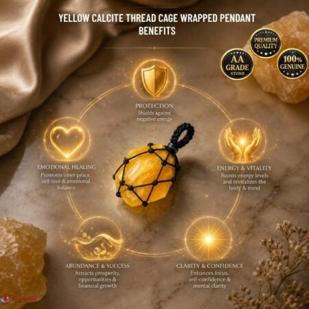 Yellow Calcite Thread Cage Wrapped Pendant