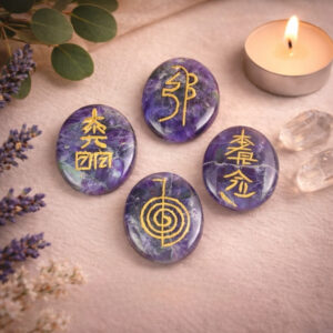 Amethyst Coin with Usui Reiki Symbols