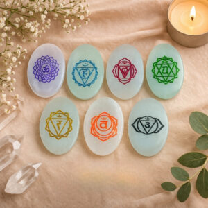 7 Chakra Selenite Coin Set
