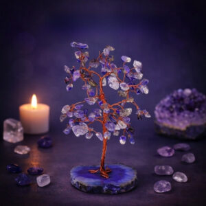 Amethyst Tree 100 Beads Slice Stone Base