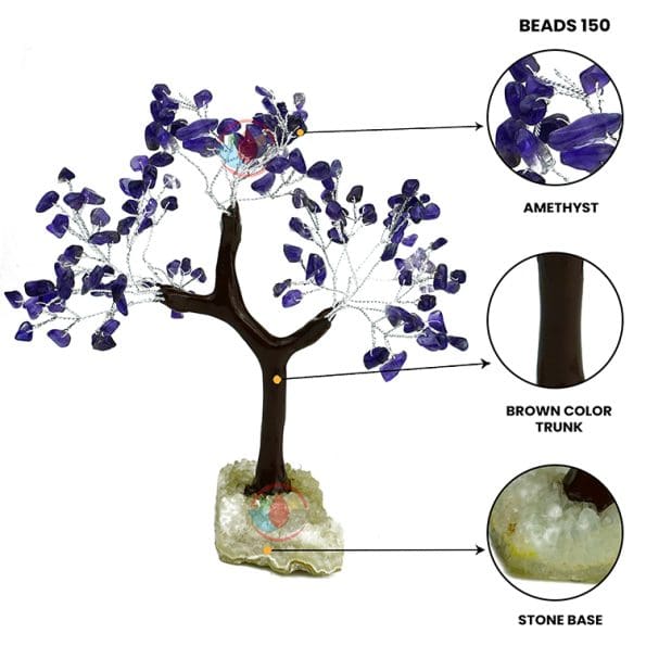 Amethyst Tree 150 Beads Rough Stone Base