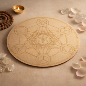 Elements Tetrahedron Sacred Wooden Grid Plate (12 Inch Approx)