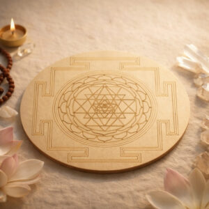 Sri Yantra Sacred Geometry Wooden Grid Plate (12 Inch Approx)