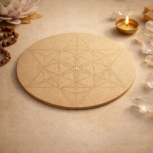 Star Flower of Life Wooden Grid Plate (12 Inch Approx)