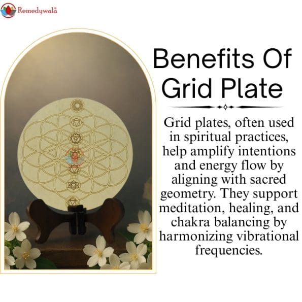 Flower of Life Seven Chakras Wooden Grid Plate (12 Inch Approx)
