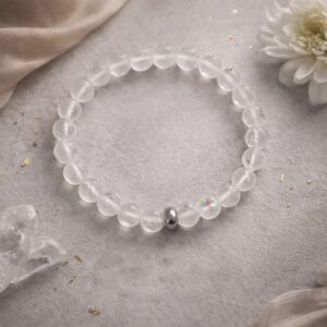Clear Quartz Om Bracelet 8mm