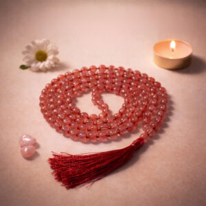Cherry Quartz Japa Mala With Certificate 6mm Beads Mala