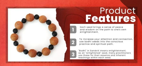 Lava Stone & Bodhi Bead Bracelet