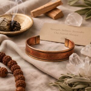 Copper and Brass 'Om Namah Shivaya' Engraved Cuff Kada
