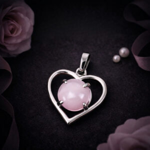 Rose Quartz Heart Shape Frame Pendant