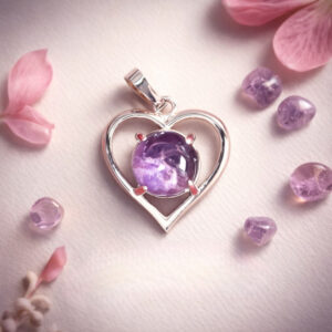 Amethyst Heart Shape Frame Pendant