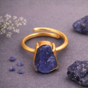 Blue Agate Raw Stone Ring