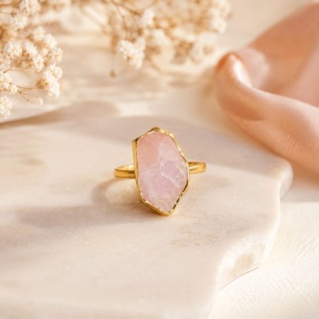 Rose Quartz Rough Stone Ring