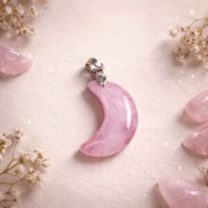Rose Quartz Half Moon Pendant