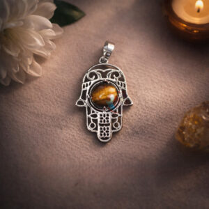 Tiger Eye Humsa Pendant