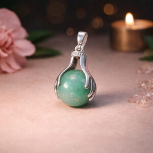 Green Aventurine Holding Hand Pendant