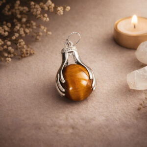 Tiger Eye Holding Hand Pendant