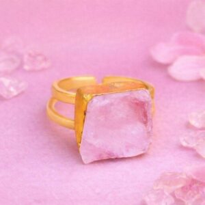 Rose Quartz Rough Stone Ring