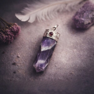 Amethyst Garnet Pencil Pendant