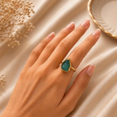 Green Jade Rough Stone Ring