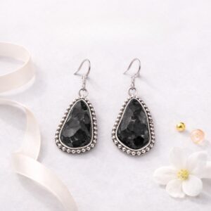 Black Tourmaline Raw Stone Earrings